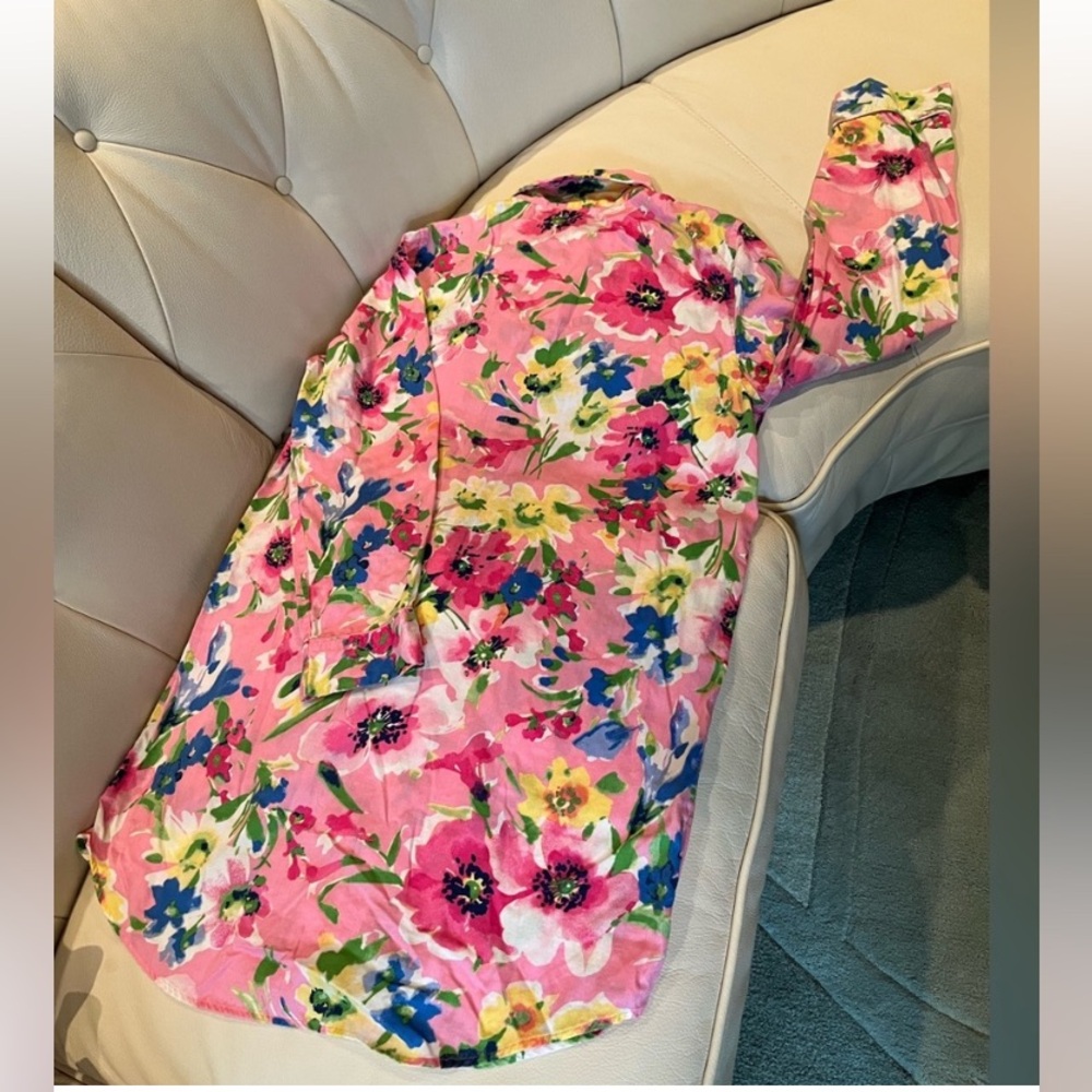 Ralph Lauren Pink Floral Long Sleeve Pajama Top